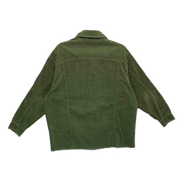 Zara Corduroy Oversized Button Front Shacket Jacket Women's Sz XS Green Cotton - Picture 2 of 7